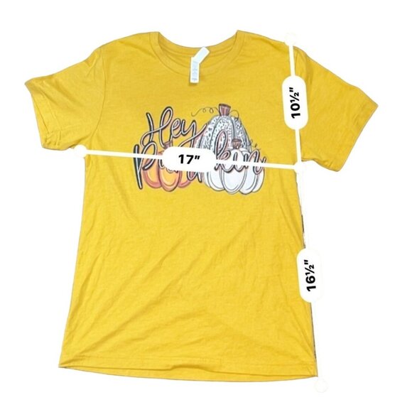 (6 for $25)Short Sleeve "Hey Pumpkin" Graphic Tee in Golden Sunshine Size Medium - Picture 3 of 4